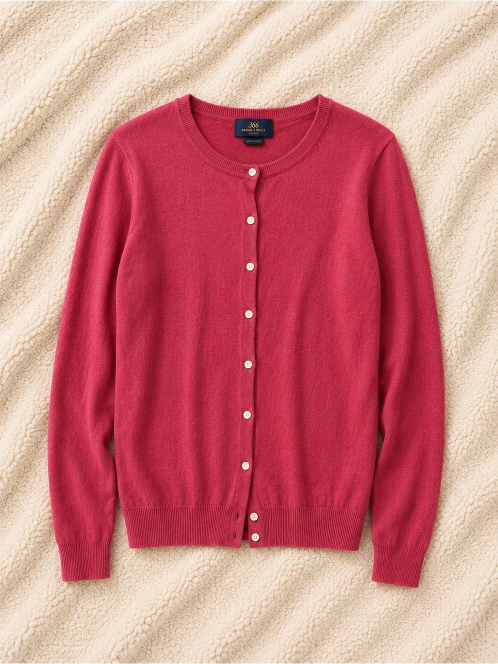 Brooks Brothers Raspberry Crewneck Button-Front Cardigan